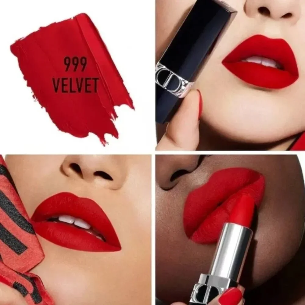 DIOR Rouge Lipstick Twin Set-999 & 100 Velvet-16hr, Shea Butter-2pc-BOXED-NEW